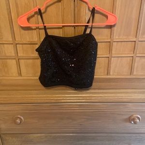 cropped black tanktop ( fancier material and sequins )